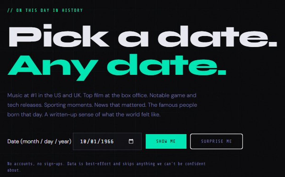 The On This Day picker at cyber-wyse.com/onthisday